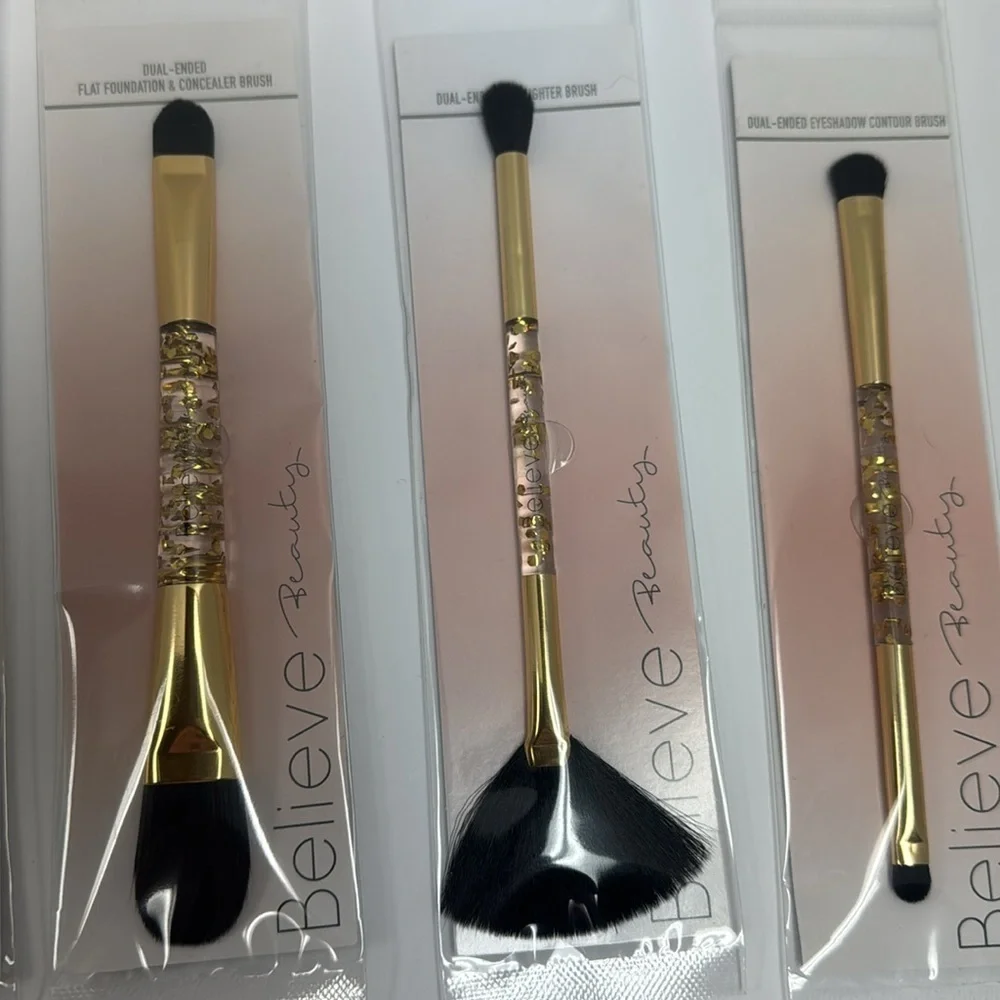 Believe beauty set of four new dual end makeup brushes brow, eyeliner eyeshadow